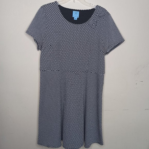CeCe Dresses & Skirts - CeCe Trapeze Dress Black White Short Sleeves XL